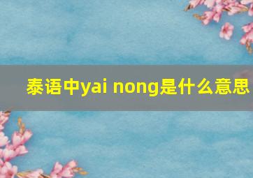 泰语中yai nong是什么意思